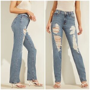 New GUESS Abrasion detail relaxed-fit denim Jeans SZ 27